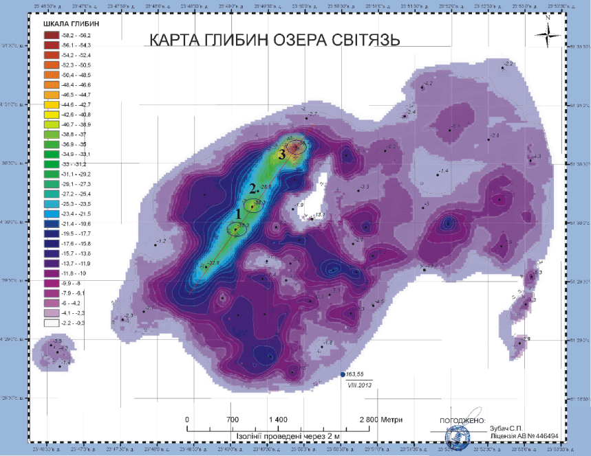 Карта глибин Світязь