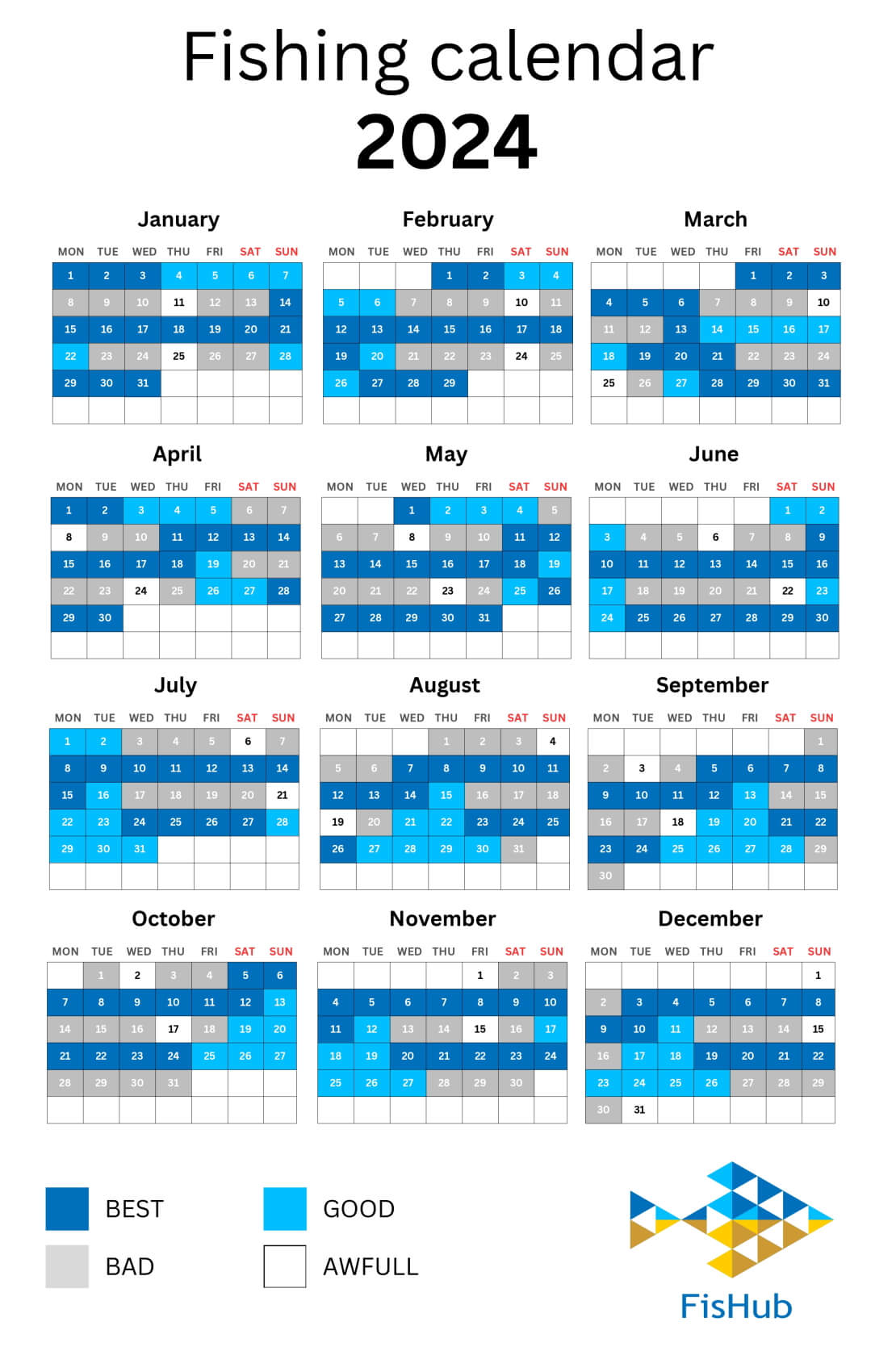 Plan Your Fishing with the Fishing Calendar for 2024 FisHub