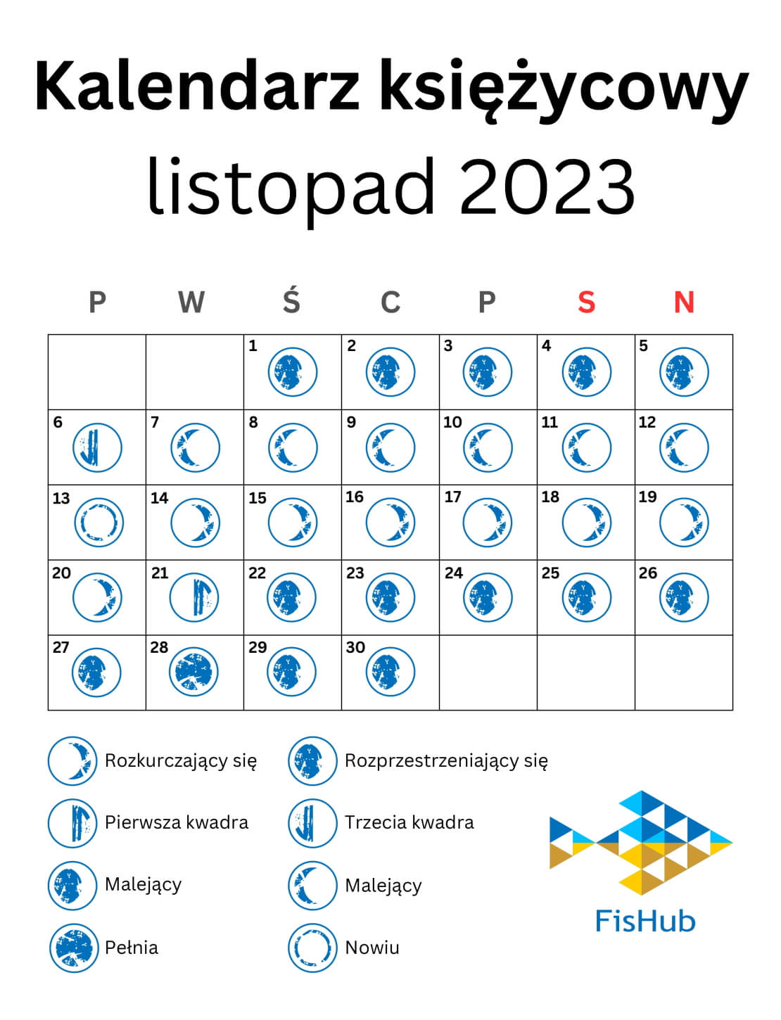 Kalendarz księżycowy na listopad 2023 r