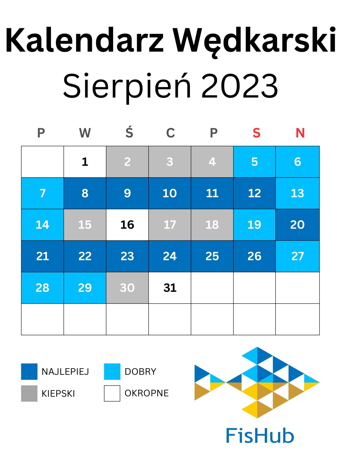 Kalendarz rybaka na sierpień 2023