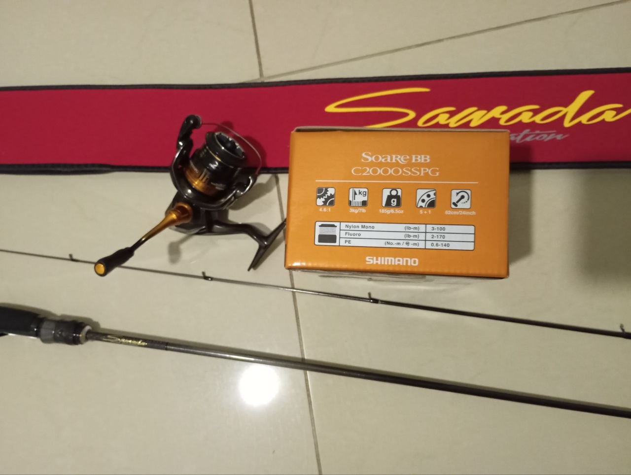 Спінінг Azura Sawada Light Rod 610SULS, 2,08 м, 0,8–4 г; котушка Shimano 22 Soare BB C2000SSPG, Зображення 3