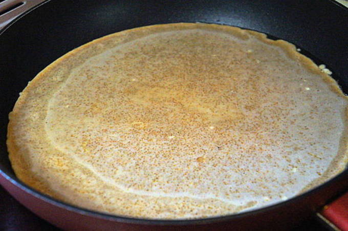 Pouring into the pan