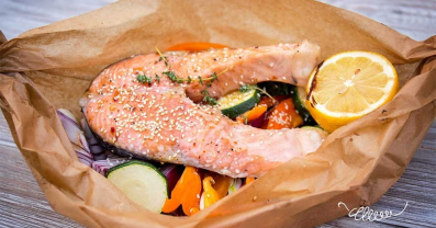 Grilled Salmon Steak with Vegetables